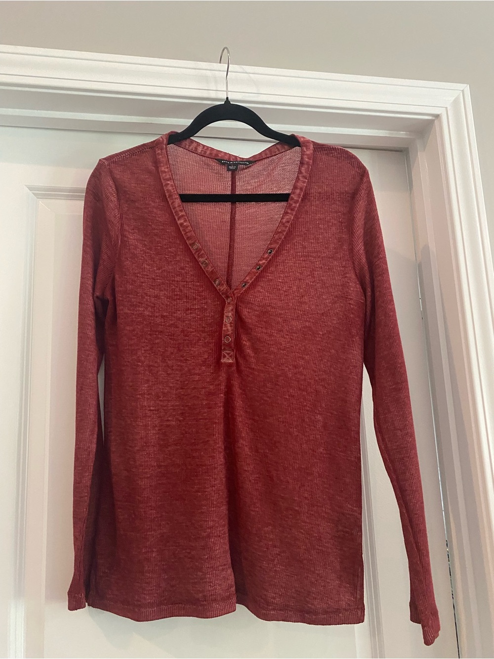 Rock & Republic Rust Red Long-Sleeve Henley Top